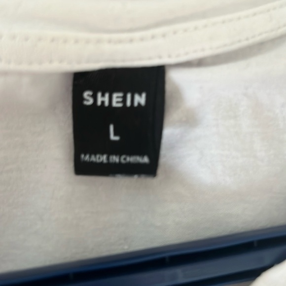 SHEIN White and Black Short Sleeve Tee with Crew Neck - Picture 4 of 4